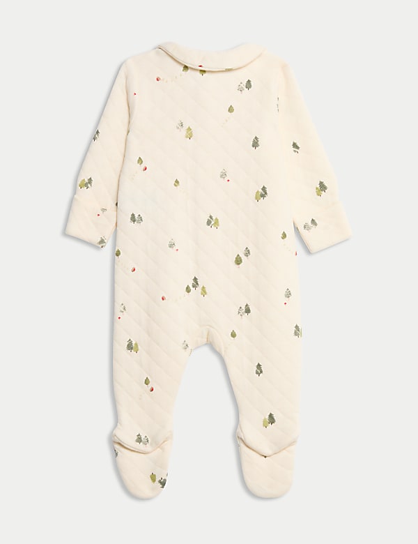 Cotton Rich Quilted Christmas Tree Sleepsuit (0-12 Mths) - GR