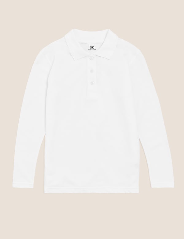 White long sleeve school polo shirts on sale