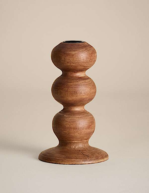 Bobbin Wooden Dinner Candle Holder - UA