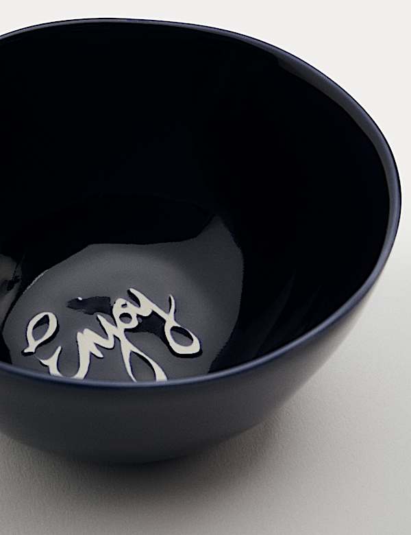 Set of 2 Ceramic Enjoy Slogan Nibble Bowls - PL