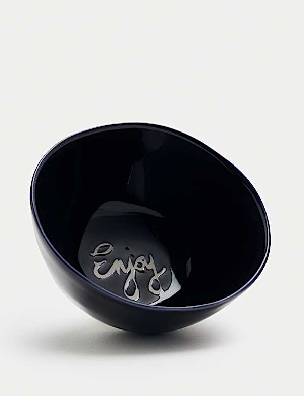 Set of 2 Ceramic Enjoy Slogan Nibble Bowls - PL