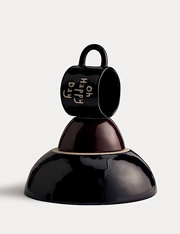 Servierschüssel aus Keramik mit „Oh Happy Day“-Schriftzug - AT