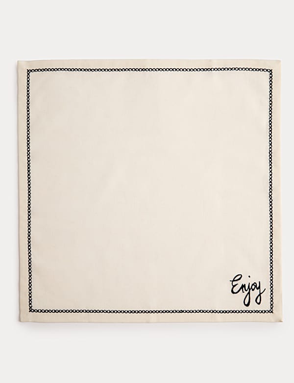 Set of 4 Cotton with Linen Enjoy Napkins - LV