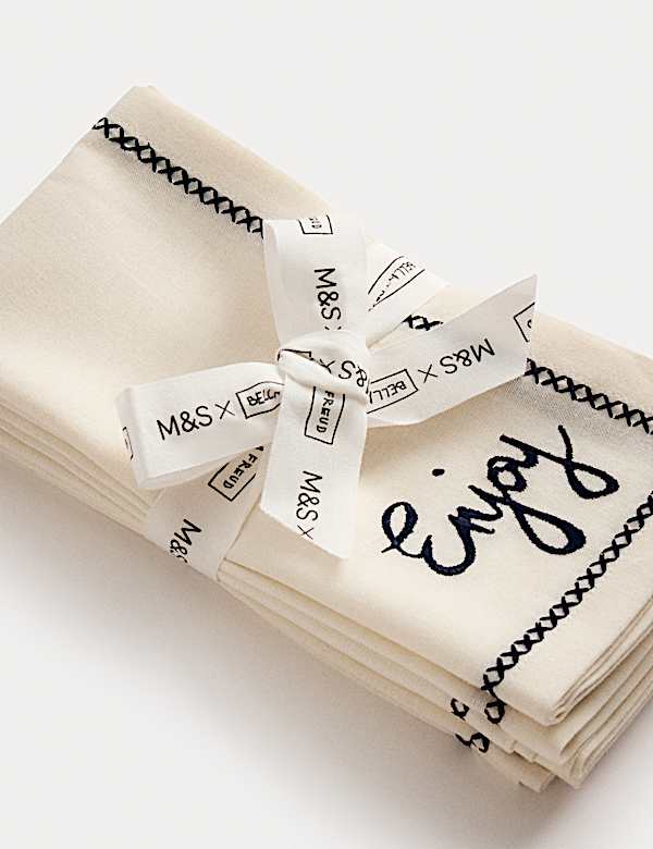 Set of 4 Cotton with Linen Enjoy Napkins - LV