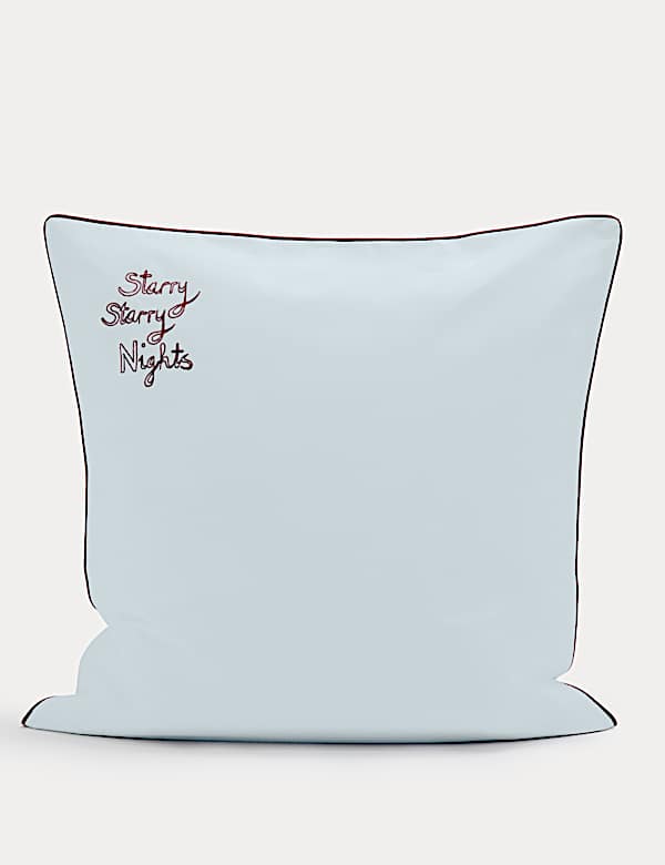 Pure Cotton Starry Nights Embroidered Pillow Sham - CZ