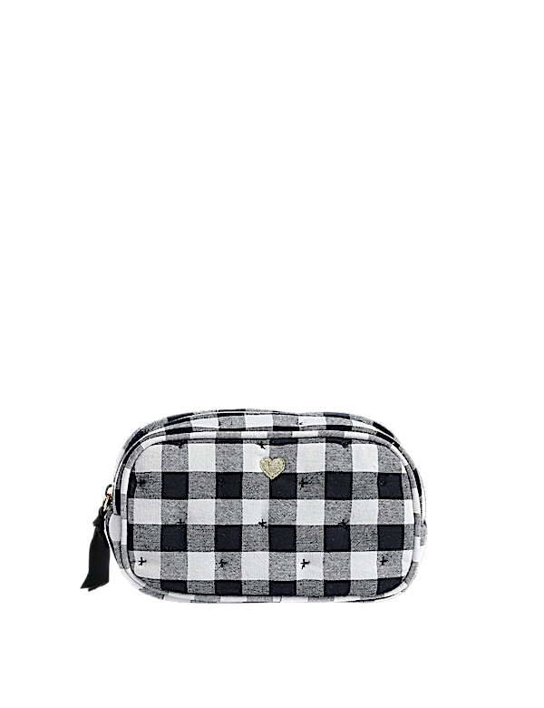 Blue and White Gingham Cosmetic Bag