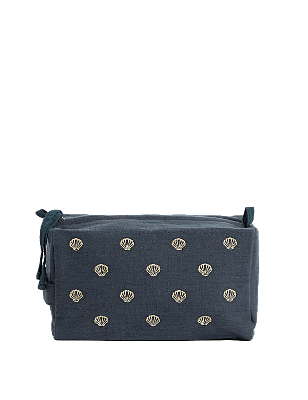 Shell Embroidered Cosmetic Bag