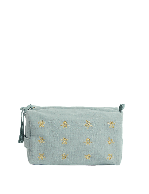 Bee Embroidered Cosmetic Bag