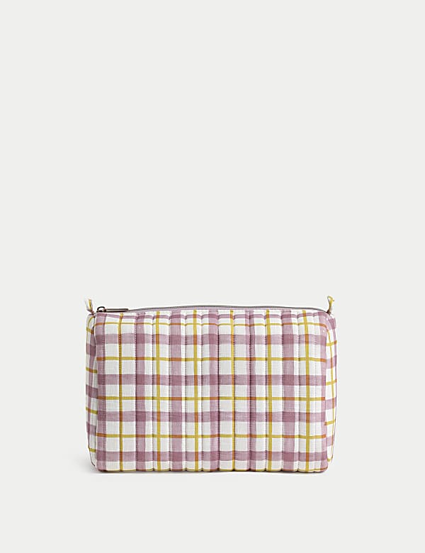 Μεγάλη καπιτονέ τσάντα καλλυντικών Gingham - GR