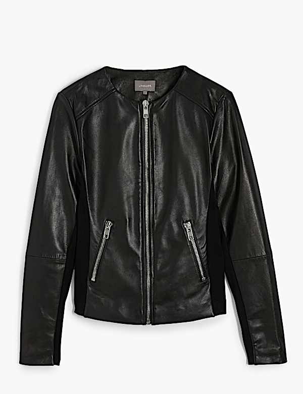 Leren, kraagloos jack - NL