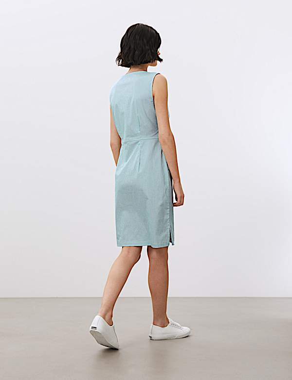 Cotton Striped V-Neck Shift Dress - FR