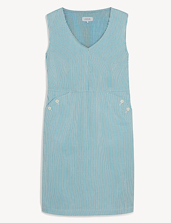 Cotton Striped V-Neck Shift Dress - FR