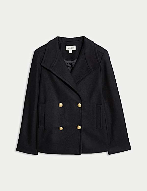 Italian Wool Rich Double Breasted Pea Coat - GR