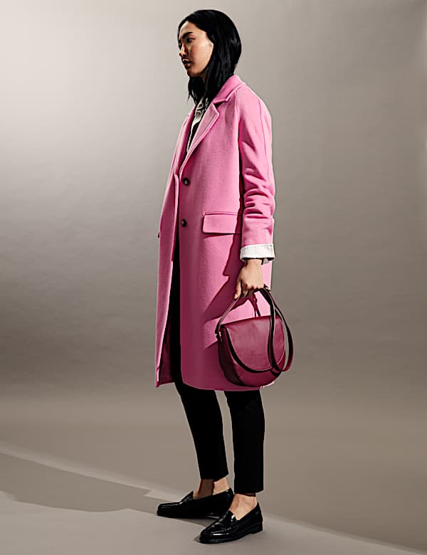 Lange cocoon-jas van zuivere wol - BE