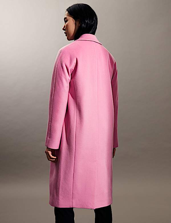 Lange cocoon-jas van zuivere wol - BE