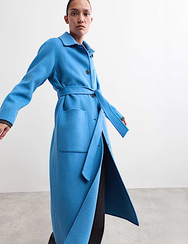 Caban coupe longue 100 % laine à ceinture - FR