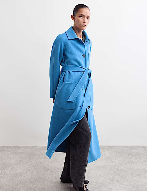 Caban coupe longue 100 % laine à ceinture - FR