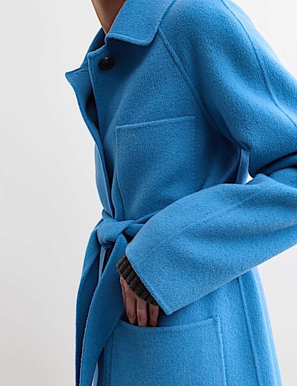 Caban coupe longue 100 % laine à ceinture - FR