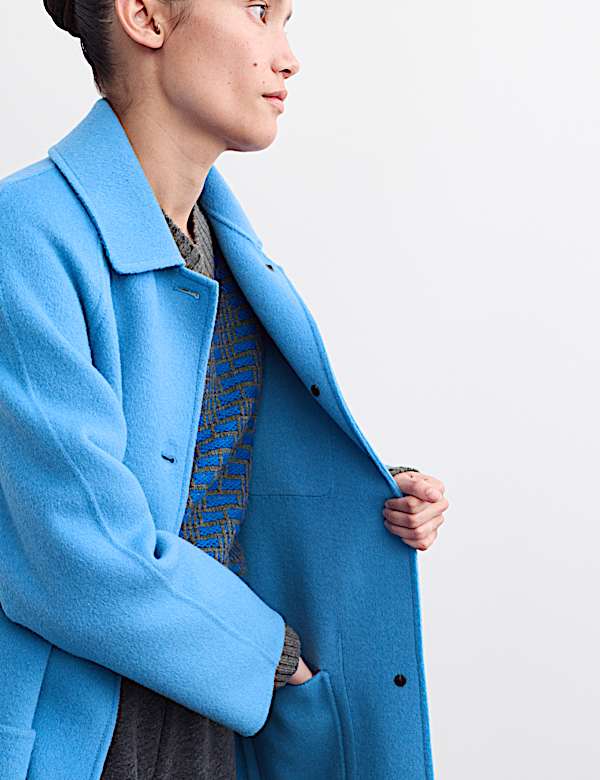 Caban coupe longue 100 % laine à ceinture - FR