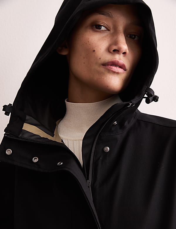 Waterproof Twill Hooded Raincoat - FR