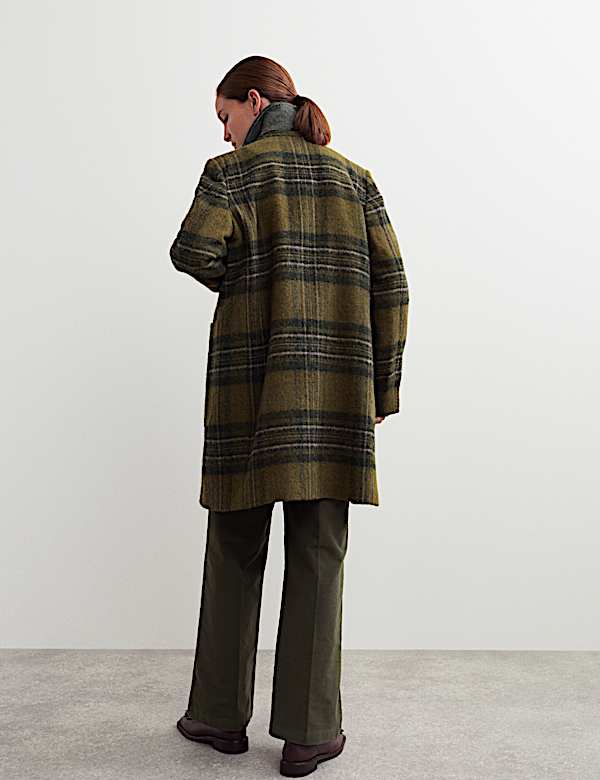 Pure British Wool Checked Car Coat - BE