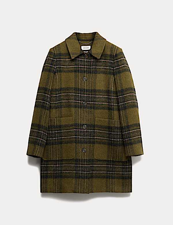 Pure British Wool Checked Car Coat - BE