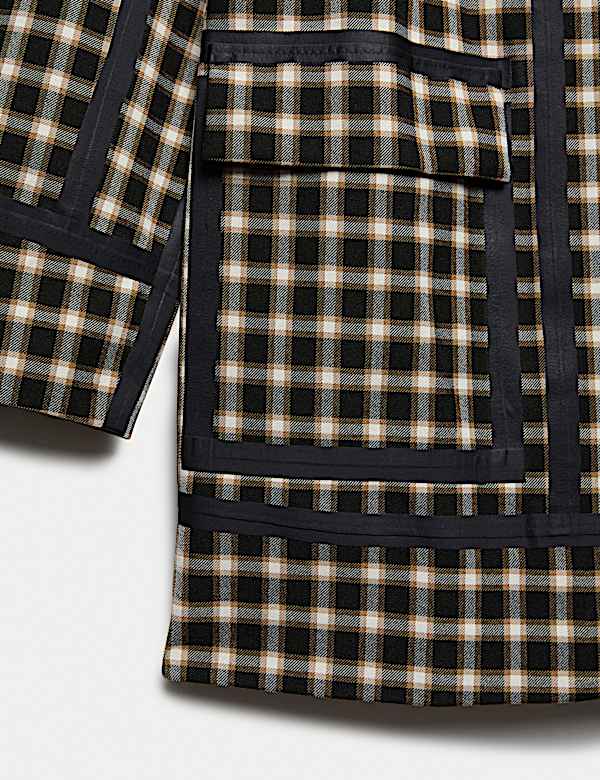 Waterproof Checked Hooded Short Raincoat - NL