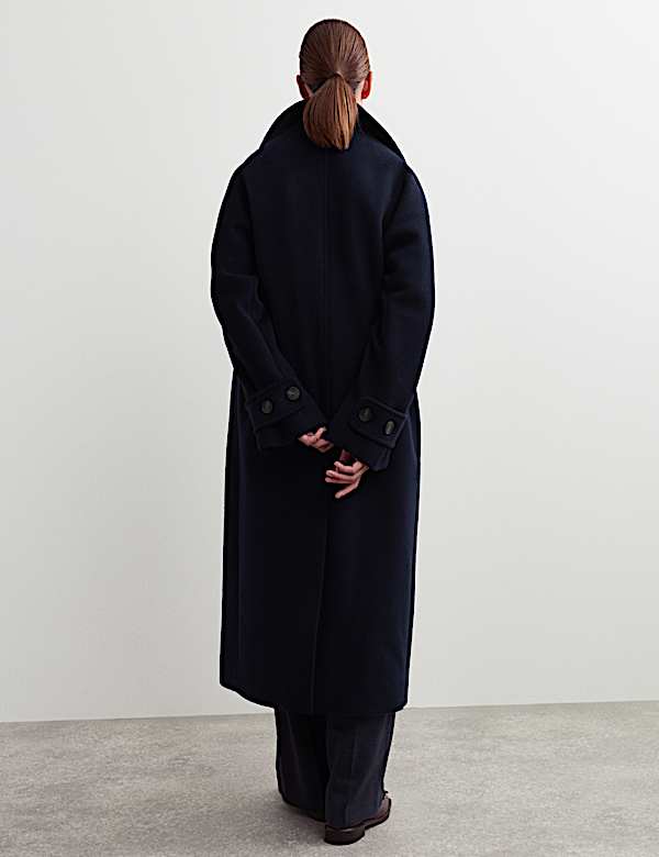 Pure Wool Relaxed Longline Cocoon Coat - AU