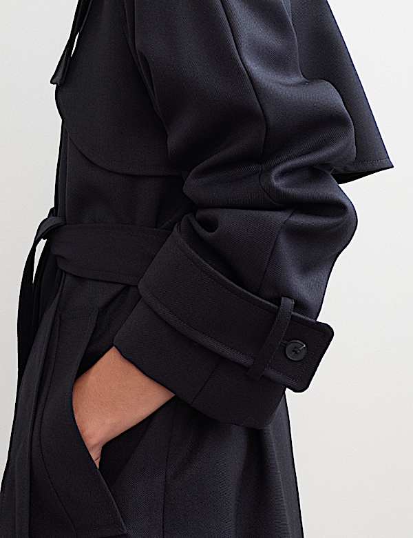 Wool Blend Longline Trench Coat - BE