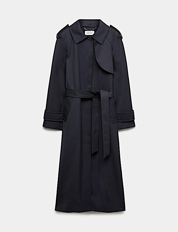 Wool Blend Longline Trench Coat - BE