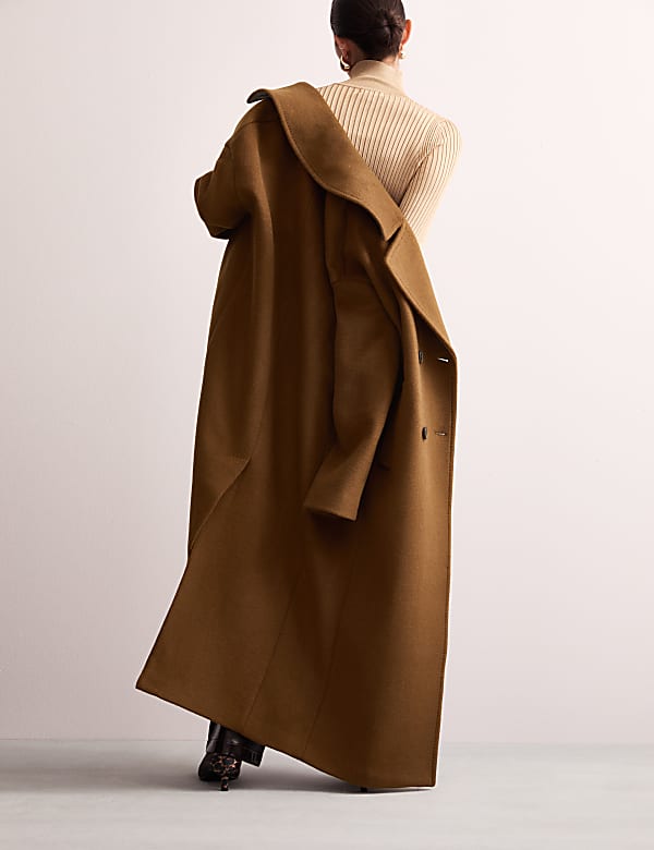Pure Wool Double Breasted Cocoon Coat COGNAC Coats M S GR