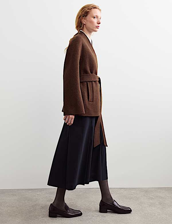 Wool Rich With Cashmere Collarless Coat - IT