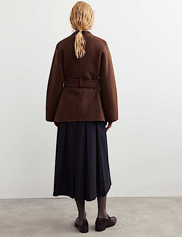 Wool Rich With Cashmere Collarless Coat - IT