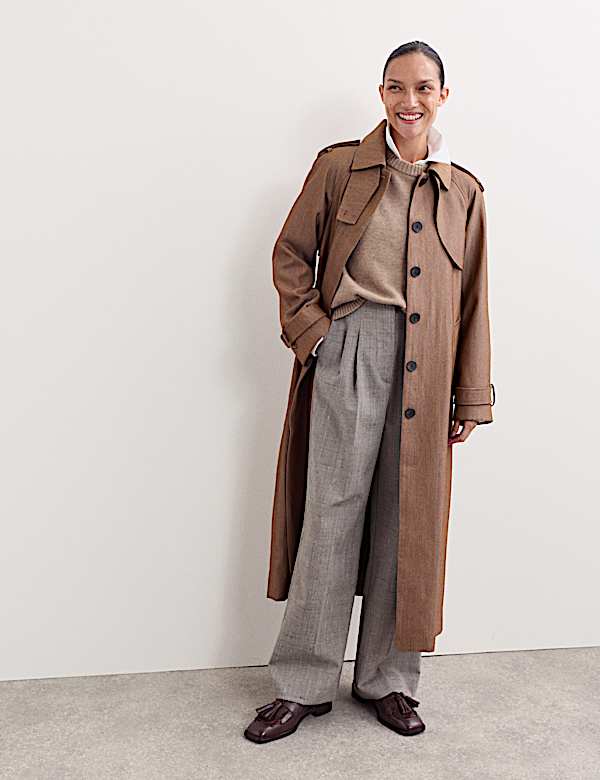 Pardessus long en sergé de laine avec encolure - BE