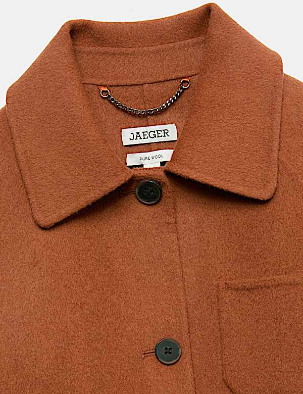 Veste courte double face en laine &agrave; encolure - CA