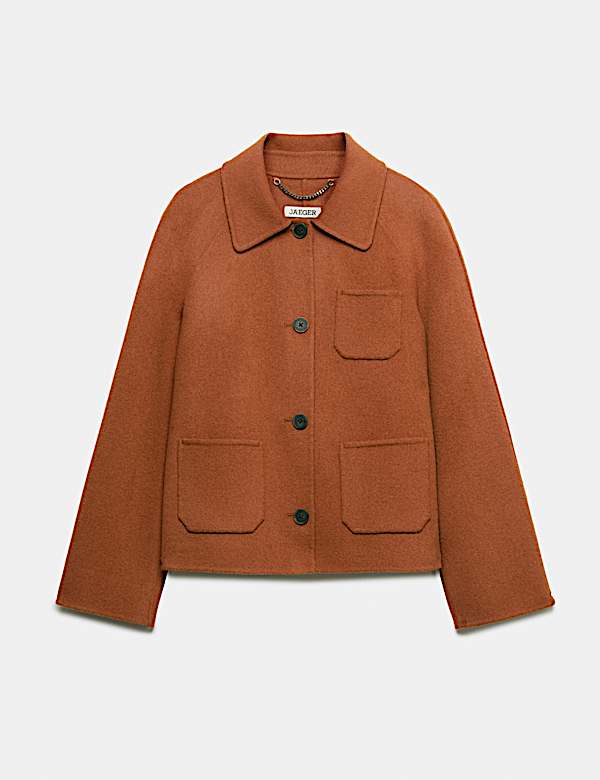 Veste courte double face en laine &agrave; encolure - CA