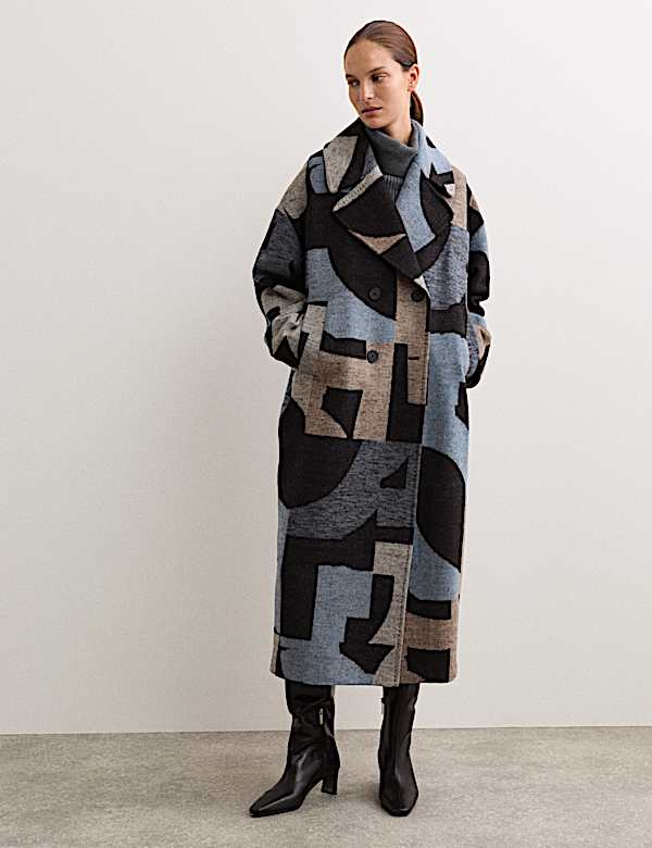 Manteau cocon long coupe décontractée en laine - BE