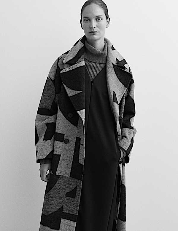 Manteau cocon long coupe décontractée en laine - BE