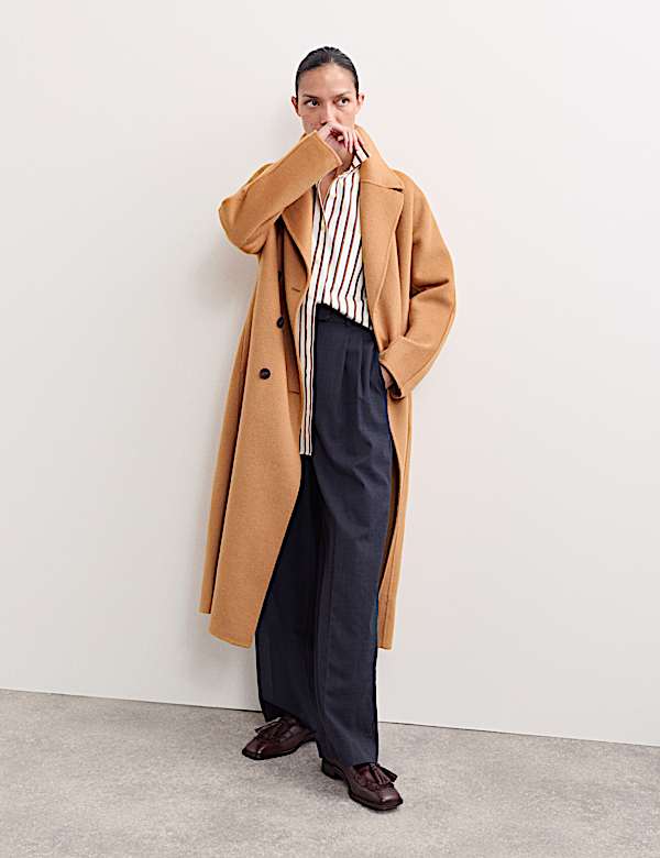 Manteau Boyfriend double face coupe longue 100 % laine - BE