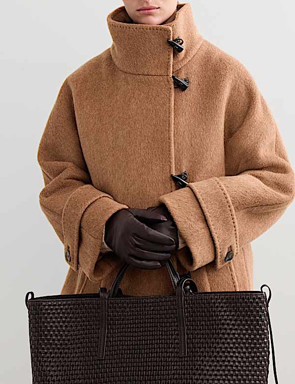 Duffle-coat en laine &agrave; col chemin&eacute;e avec cachemire - CA