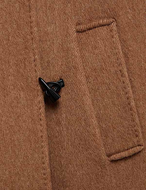 Duffle-coat en laine &agrave; col chemin&eacute;e avec cachemire - CA