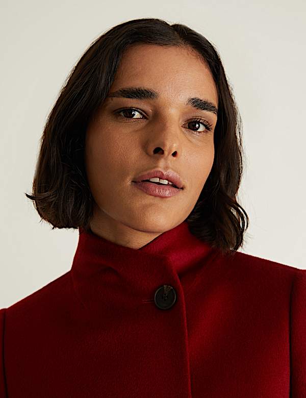 Pure Wool Funnel Neck Coat