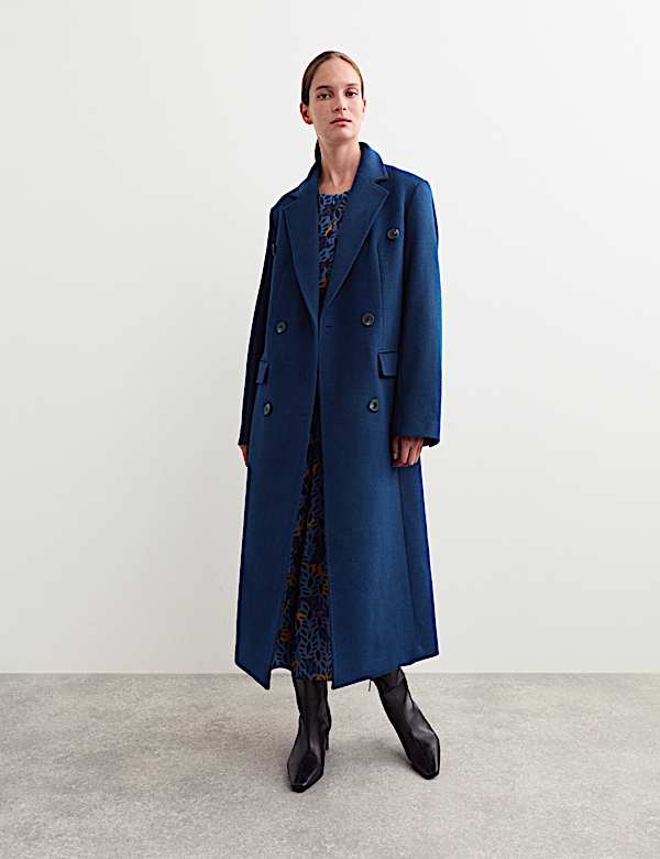 Manteau Boyfriend croisé long 100 % laine - BE