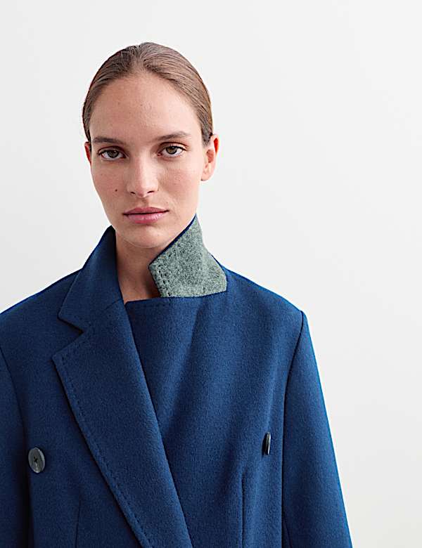 Manteau Boyfriend croisé long 100 % laine - BE