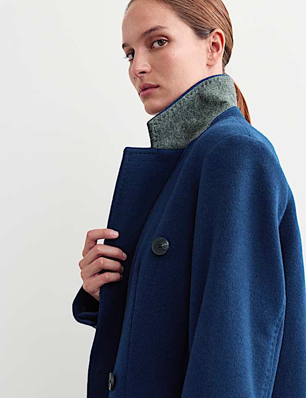 Manteau Boyfriend croisé long 100 % laine - BE