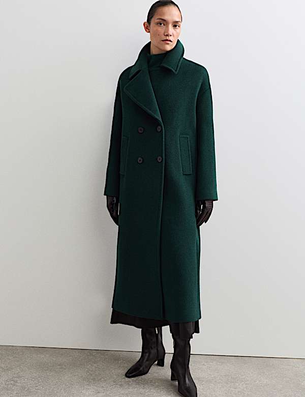 Pure Wool Relaxed Longline Cocoon Coat - GR