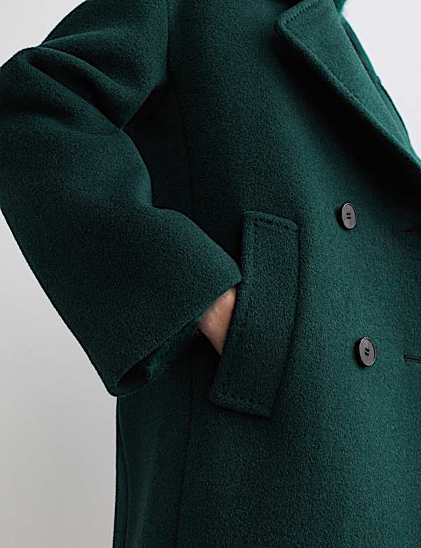 Pure Wool Relaxed Longline Cocoon Coat - GR