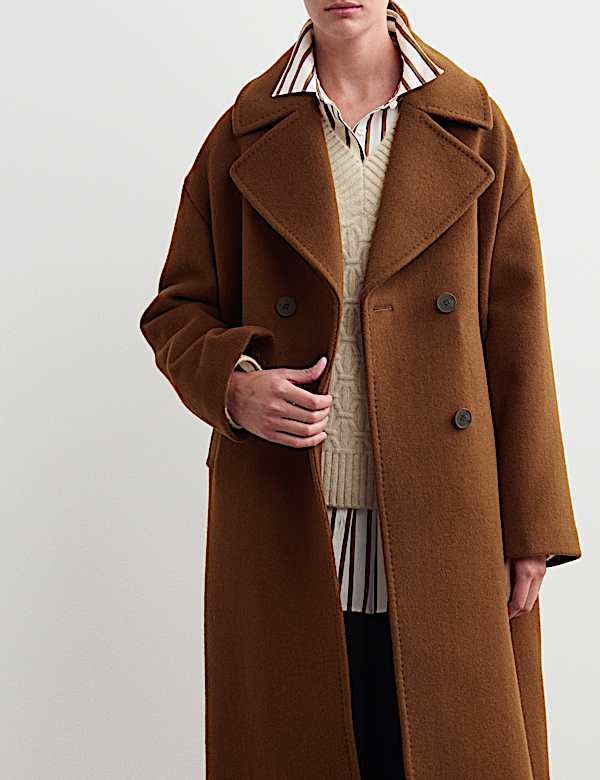 Manteau coupe longue décontractée style cocon 100 % laine - BE