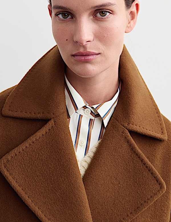 Manteau coupe longue décontractée style cocon 100 % laine - BE