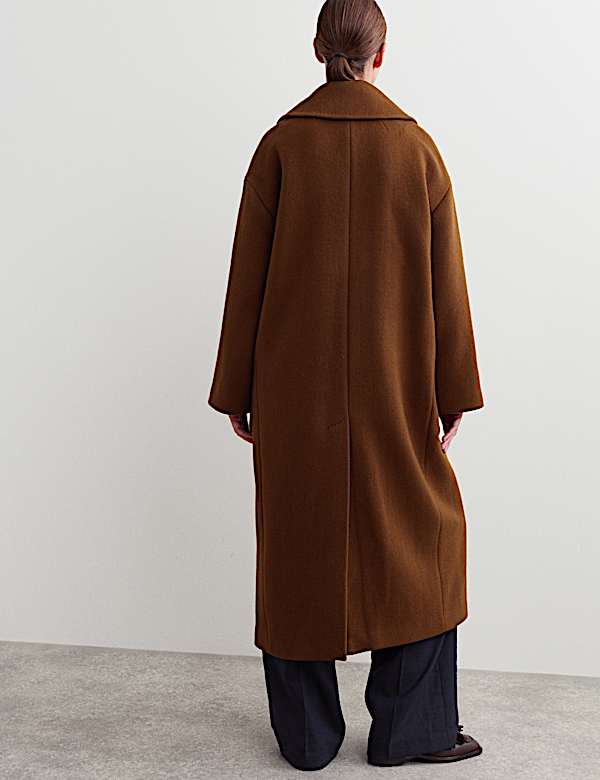 Manteau coupe longue décontractée style cocon 100 % laine - BE